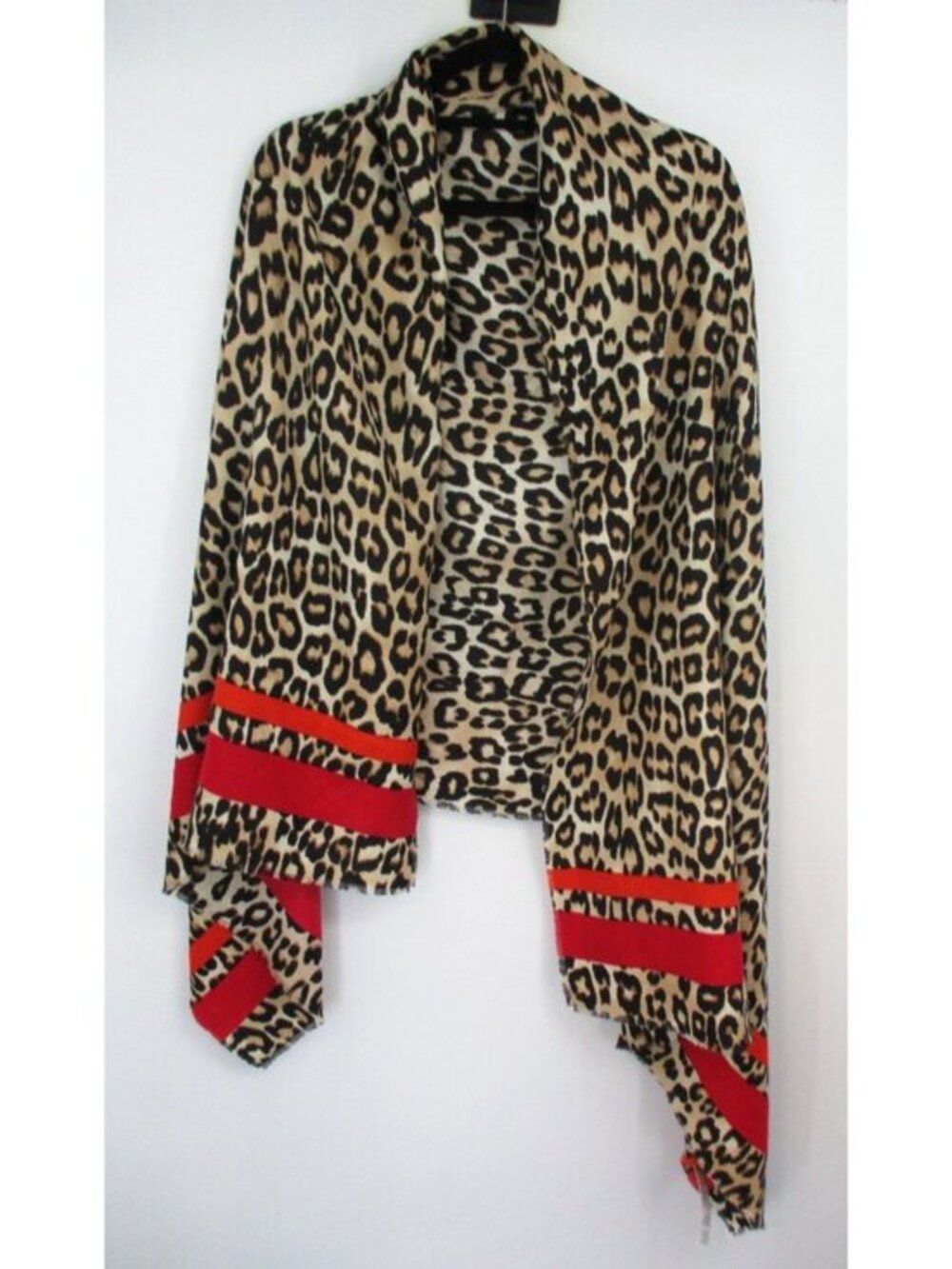 Chico's Animal Print 5 Way Wrap Womens OS Red Orange Trim